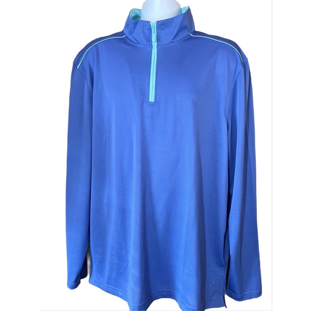 HEAD Golf 1/4 Zip Performance Pullover Blue Mock Neck Moisture Wicking Mens 2XL